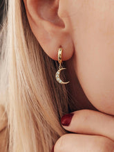 925 Mond und Stern Ohrringe Hoops mit Zirkon Steine in gold von Lymaja Jewerly